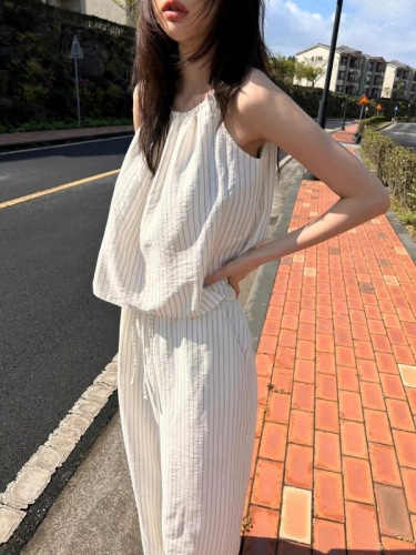 chic striped vest casual suit