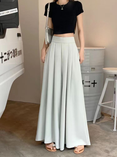 High-end ultra-loose wide-leg culottes for women in summer spring and autumn thin casual suit trousers with large hem and floor-length trousers