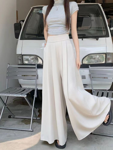 High-end ultra-loose wide-leg culottes for women in summer spring and autumn thin casual suit trousers with large hem and floor-length trousers