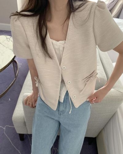 Single-breasted summer simple ins versatile bow coat