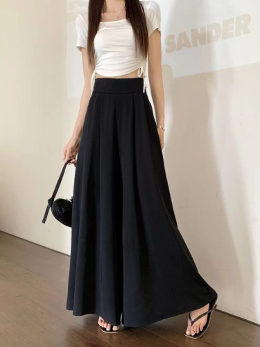 High-end ultra-loose wide-leg culottes for women in summer spring and autumn thin casual suit trousers with large hem and floor-length trousers