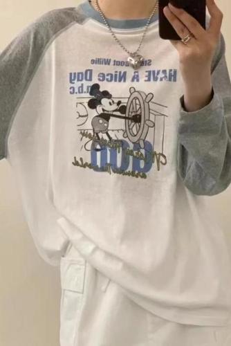 YY exclusive 5-101 summer benefits Korean cute cartoon Mickey printed long-sleeved T-shirt women's sun protection shirt top