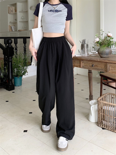 Not a real shot. Yamamoto pants for women, new summer style, small, high-waisted, ice silk, wide-leg pants, lazy style floor mopping pants, trendy