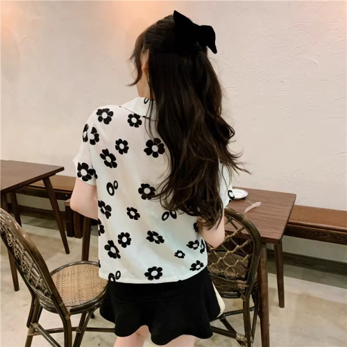 Design niche floral chiffon short-sleeved shirt women's summer thin 2024 new style