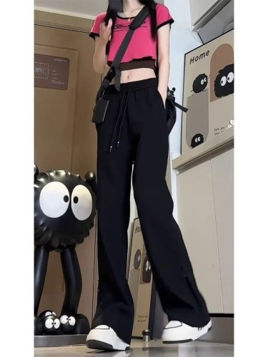 Cool trousers, summer thin trousers, casual trousers, drapey trousers, straight-leg loose wide-leg trousers