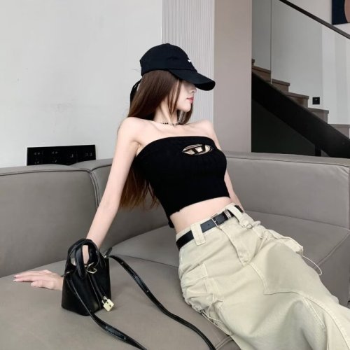 Retro American design high waist slit skirt women's summer niche slim fit versatile drawstring workwear mid-length skirt