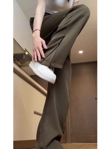 Cool trousers, summer thin trousers, casual trousers, drapey trousers, straight-leg loose wide-leg trousers