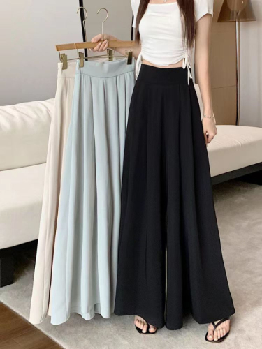 High-end ultra-loose wide-leg culottes for women in summer spring and autumn thin casual suit trousers with large hem and floor-length trousers