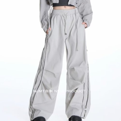 High-waisted casual pants, paratrooper pants, new style high street American thin overalls