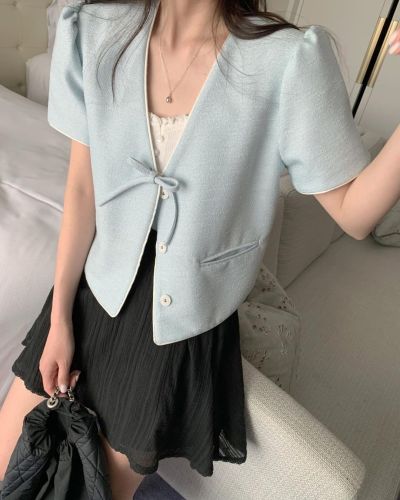 Single-breasted summer simple ins versatile bow coat