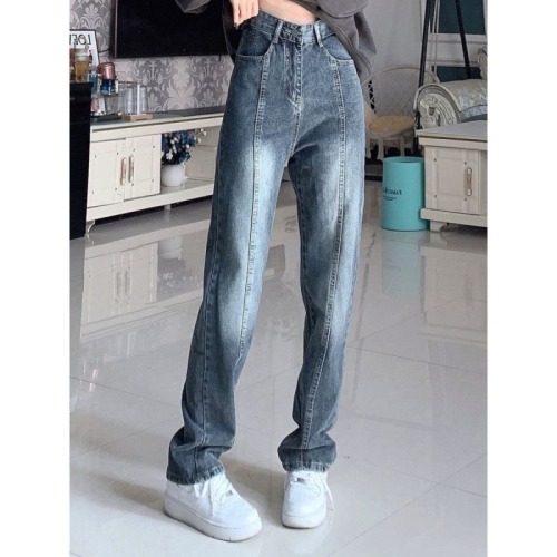 Retro high waist wide leg jeans for women spring and summer high street design niche hot girl straight floor mopping pants trendy ins