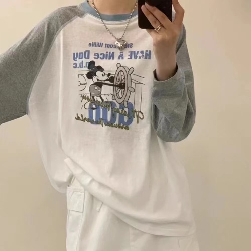 YY exclusive 5-101 summer benefits Korean cute cartoon Mickey printed long-sleeved T-shirt women's sun protection shirt top