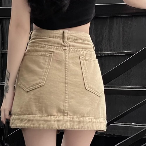 Denim shorts women's summer loose niche design high waist a-line multi-pockets lined women's super shorts women's