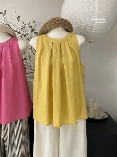 官图韩系设计感挂脖背心夏季新款显瘦气质减龄娃娃衫短款上衣