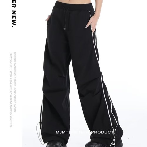 High-waisted casual pants, paratrooper pants, new style high street American thin overalls