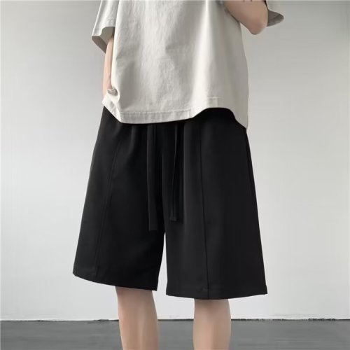 Solid color suit shorts women's summer trendy American streamer casual mid-pants loose thin section trousers