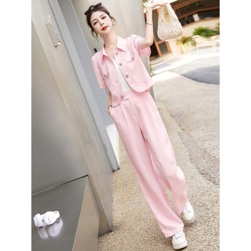 Xiaoxiangfeng suit wide-leg pants suit for women summer new casual street fashion professional hot style two-piece set