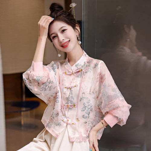 New Chinese style national style mesh embroidered jacket for women spring and summer new style loose and versatile super good-looking thin sun protection clothing