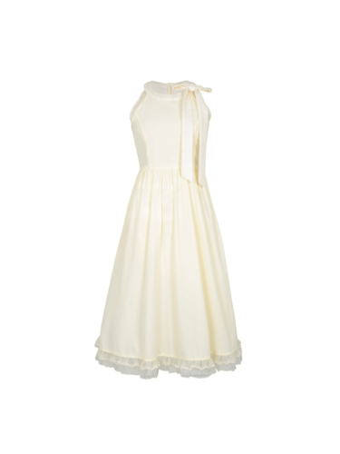 French Romantic Halter Dress Women's Summer Seaside Resort Style Socialite Sling Sleeveless Beach Fairy Long Dress