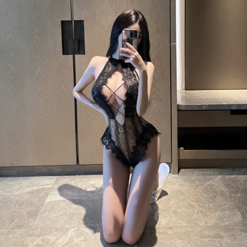 Real shot ~ Lace hottie sexy and sexy hollow home wear see-through women's clothing