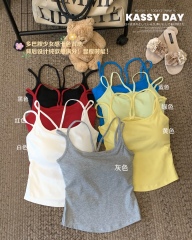 ~Front-View Double Strap Backless Strapless Women's Summer New Outerwear Bralette with Padded Backless Top for Layering Under Clothing