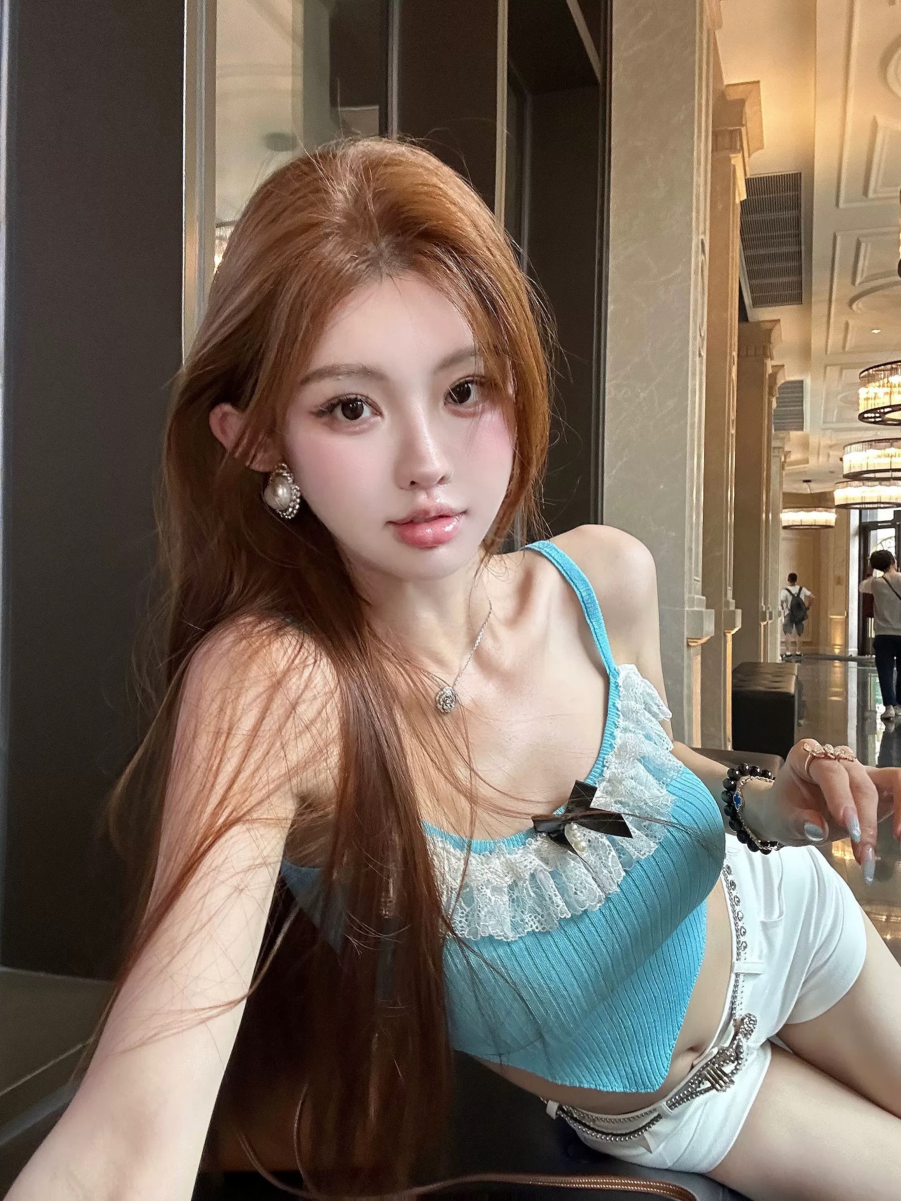 JOEY 蕾絲蝴蝶結設計感針織背心吊帶女夏季新款修身百搭打底上衣