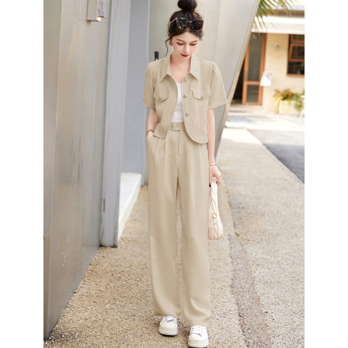 Xiaoxiangfeng suit wide-leg pants suit for women summer new casual street fashion professional hot style two-piece set