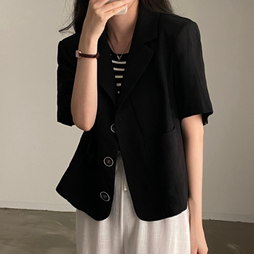 Korean chic temperament thin short-sleeved suit jacket for women summer new high-end suit salt style outer top