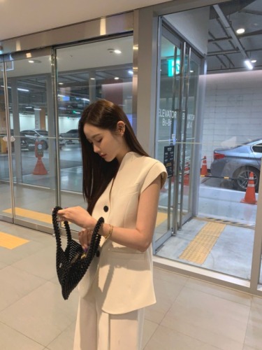 韩国chic夏季新款复古西装外套+阔腿裤时尚套装