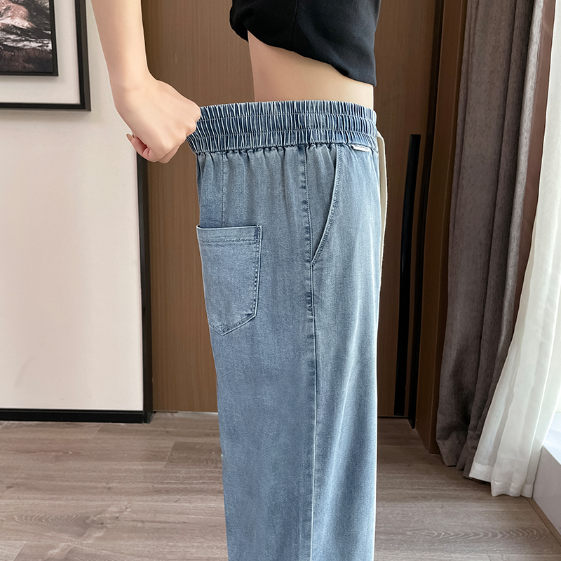 New fashionable summer thin high-waist slim casual straight wide-leg pants for women