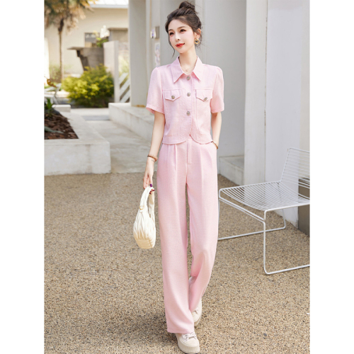 Xiaoxiangfeng suit wide-leg pants suit for women summer new casual street fashion professional hot style two-piece set