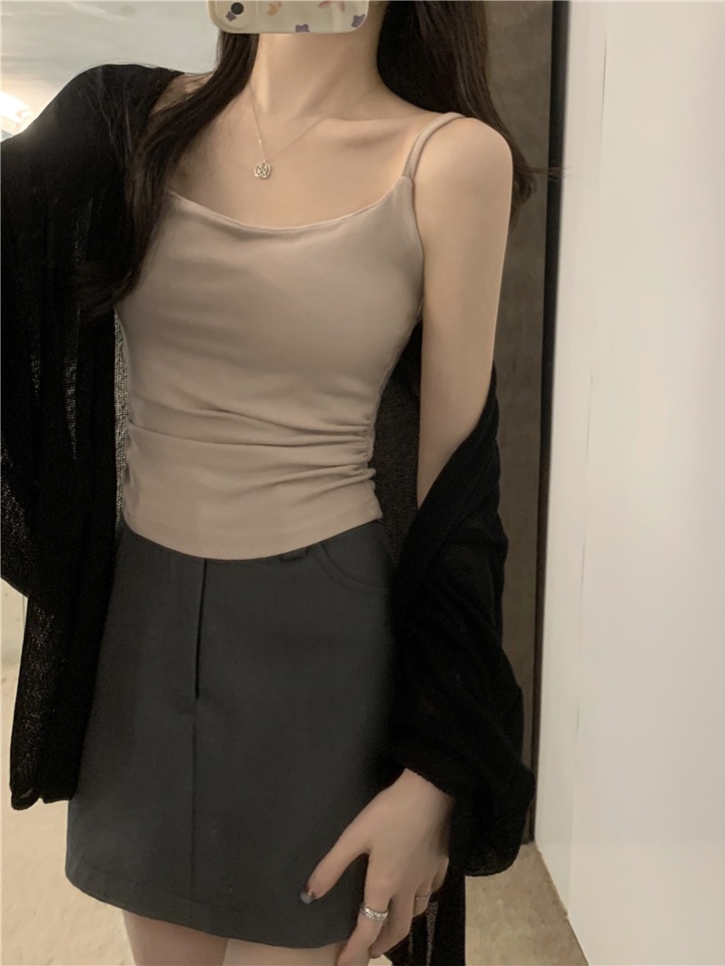 Real Shot Loose Long-Sleeve Knit Cardigan Sun Protection Top + Inner Tank Top for Women