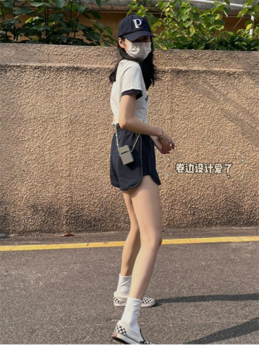 Sports suit for female summer students Korean style loose fashion short-sleeved shorts casual running clothes two-piece set