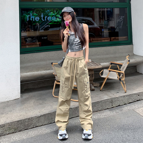 Real shot of quick-drying overalls, summer high-waisted thin hiking pants, loose casual ice silk leggings, harem sweatpants