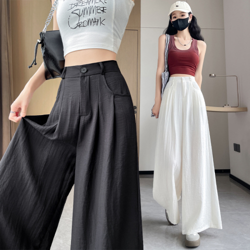 Yamamoto pants for women, summer thin, small, lazy, Zen pants, linen drape, ice silk, cotton and linen cool wide-leg pants