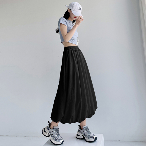 American lazy sports style loose bud skirt women's summer mid-length A-line puffy lantern work skirt