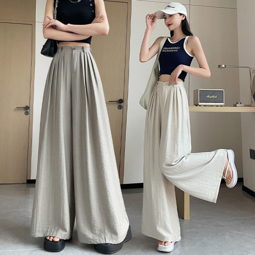 Yamamoto pants for women, summer thin, small, lazy, Zen pants, linen drape, ice silk, cotton and linen cool wide-leg pants