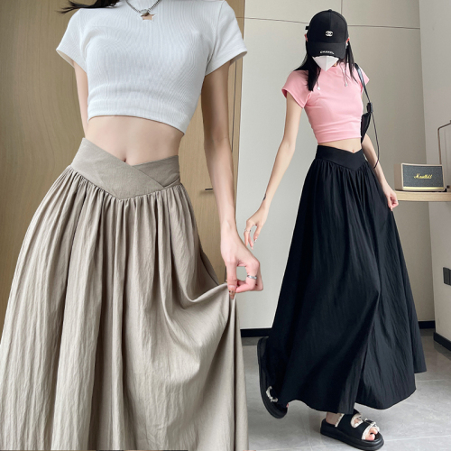 French Irregular Skirt Women's Summer New Style Pear Shape High Waist Slim Versatile A-Line Skirt Long Skirt