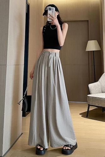 Yamamoto pants for women, summer thin, small, lazy, Zen pants, linen drape, ice silk, cotton and linen cool wide-leg pants