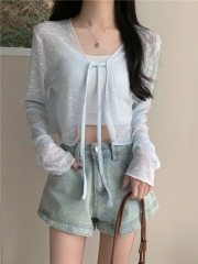 Photographed in Real Summer New Slim V-Neck Belted Sun Protection Long-Sleeve Open Jacket