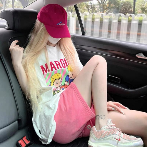 200 pounds large size sports suit for women summer short-sleeved shorts student sportswear loose casual two-piece set