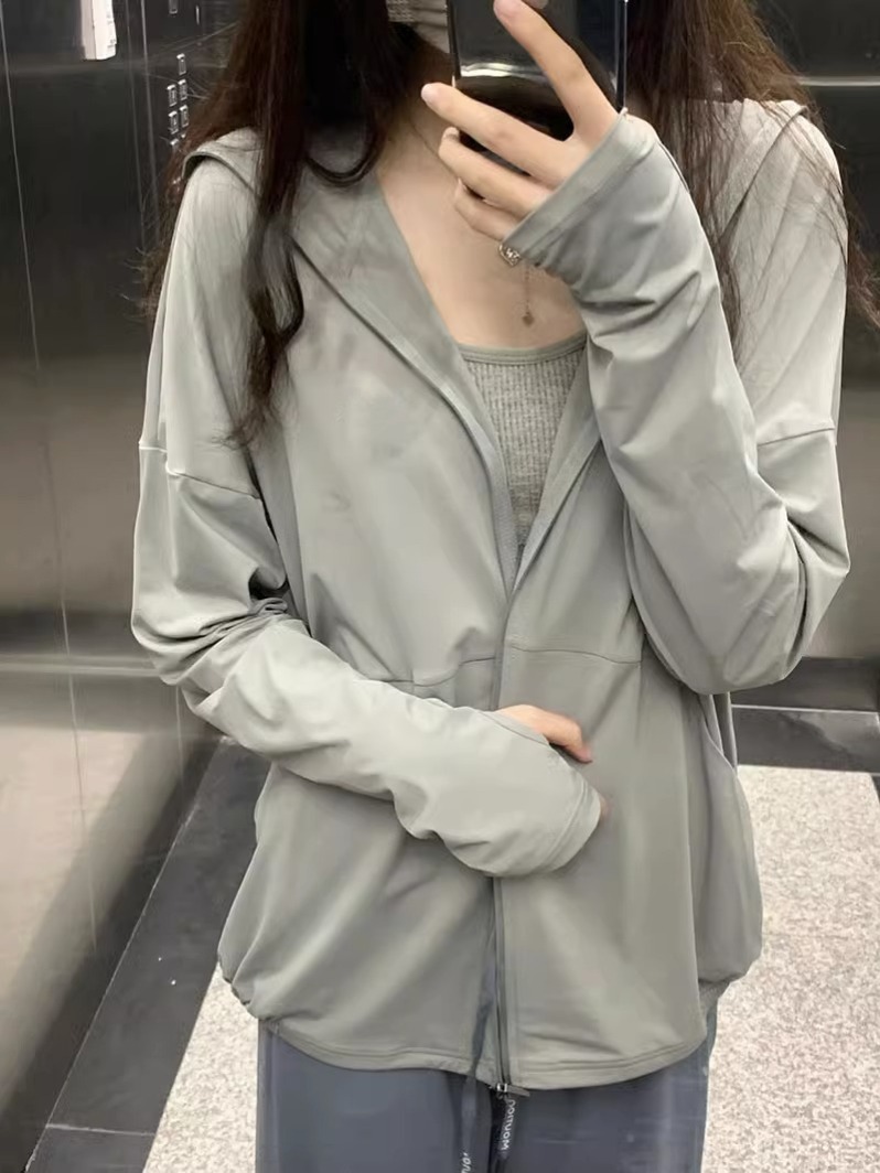Quality hooded ice silk thin sun protection shirt cardigan coat sun protection shirt loose long sleeve sun protection