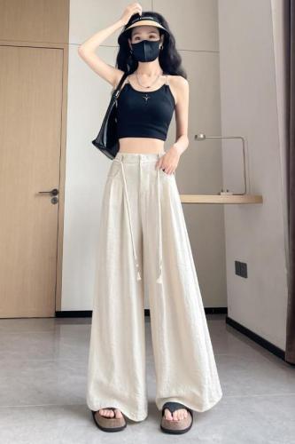 Yamamoto pants for women, summer thin, small, lazy, Zen pants, linen drape, ice silk, cotton and linen cool wide-leg pants