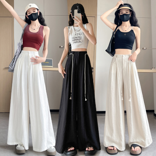 Yamamoto pants for women, summer thin, small, lazy, Zen pants, linen drape, ice silk, cotton and linen cool wide-leg pants