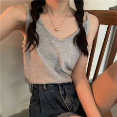 實拍 真 韓版ins純色寬鬆V領打底背心吊帶