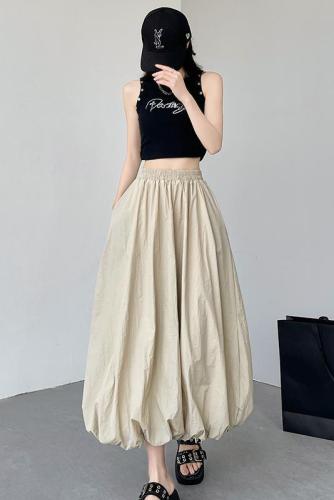 American lazy sports style loose bud skirt women's summer mid-length A-line puffy lantern work skirt