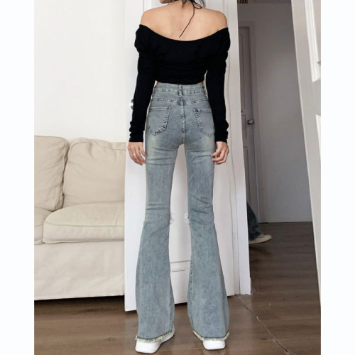 Retro bootcut jeans for women spring and autumn 2024 new style small American style high waist horseshoe flared pants trendy