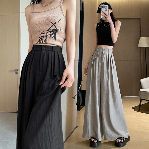 Yamamoto pants for women, summer thin, small, lazy, Zen pants, linen drape, ice silk, cotton and linen cool wide-leg pants