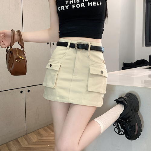 New style of military industrial attire hits the street and internet celebrity hot girl slim-fitting high-waisted versatile skirt with delivery belt