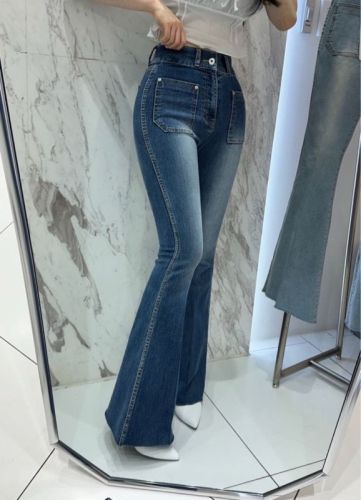 Summer new style double pocket white slimming jeans